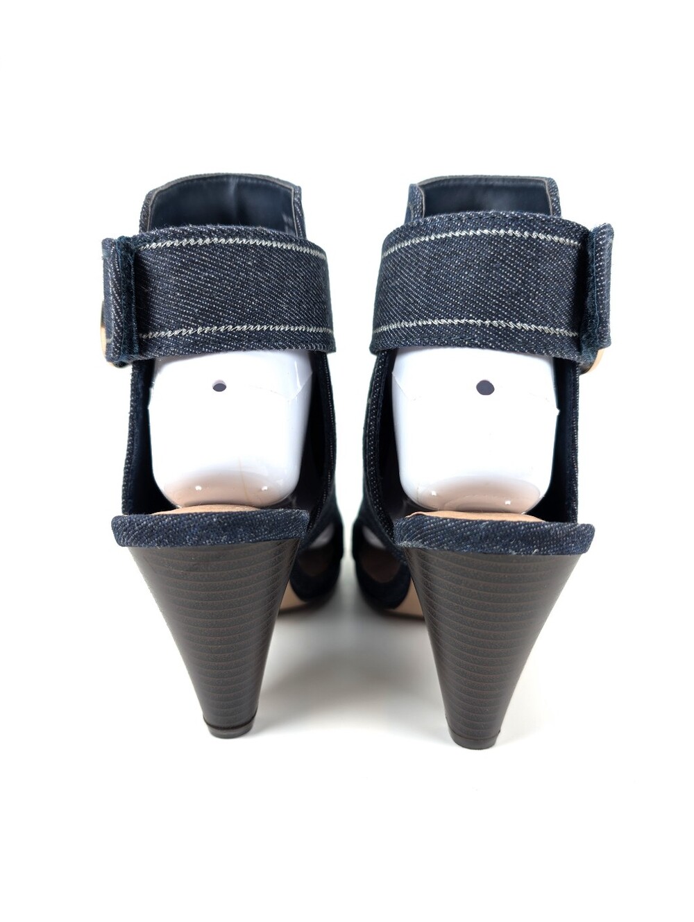 Comfort Est. 1946 Blue Denim Open Toe Ankle Booties Slingback Cone Heel Size 9 - Picture 9 of 13